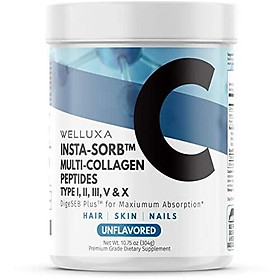 Multi Collagen Protein Powder (10,000 mg) - Type I,II,III,V,X - Natural Grass Fed Bone Broth - Collagen Peptides Powder - Hydrolyzed Collagen Powder for Women Men Anti Aging Hair Skin Nails Unflavored