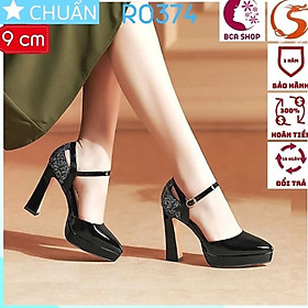 Giày cao gót nữ màu đen 9p RO374 ROSATA tại BCASHOP đế đúp, quai sau, gót sau được phối kim tuyến sang trọng cực kì