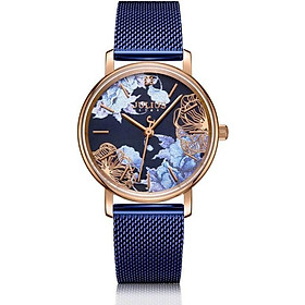 Đồng hồ nữ julius star hàn quốc js-033 dây thép mặt họa tiết hoa