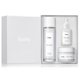 Set 3 sản phẩm dưỡng trắng sáng da, làm mờ thâm Huxley Brightening Trio Set (Huxley Toner; Extract It 120ml + Huxley Essence; Brighly Ever After 30ml + Huxley Cream; Glow Awakening 50ml)
