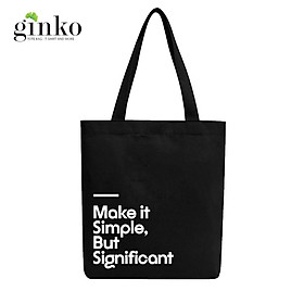 Túi Tote Vải Canvas Ginko kiểu basic có dây kéo khóa miệng túi( có túi con bên trong) đựng vừa laptop 14 inch và nhiều đồ dùng khác Phong Cách ulzzang Hàn Quốc In Hình Make It Simple B06