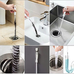 Chổi que dụng cụ Thông Tắc Đường Ống Bồn Rửa bát Bàn Chải Xoắn Gắp Tóc Lông Bồn Rửa Mặt Lavabo Gắp Rác que Thông Cống Bồn Rửa Bát phòng tắm