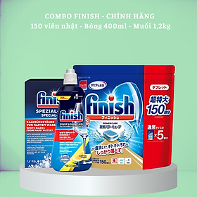 Combo viên rửa bát finish 110 viên + muối finish 1.2kg + nước làm bóng finish 400ml