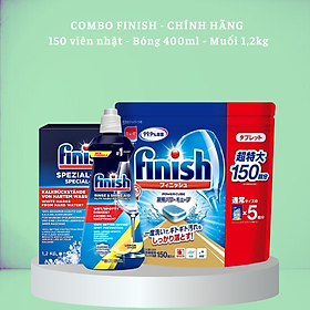 Combo Viên rửa bát Finish 110 viên + Muối Finish 1.2kg + Nước làm bóng Finish 400ml