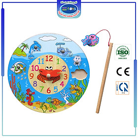 Đồ chơi gỗ Đồng hồ đại dương | Winwintoys 63362 | Phát triển sự khéo léo, phân biệt màu sắc, giờ giấc và sinh vật biển