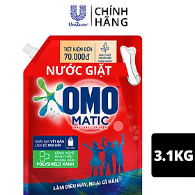 Nước giặt OMO Matic cho máy giặt cửa trên giúp quần áo Sạch bẩn khử mùi toàn diện, túi 3.1kg