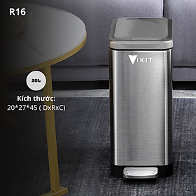 Mua Thùng rác inox đạp chân nhà vệ sinh  bếp cao cấp nắp đóng chậm VIKIT R16