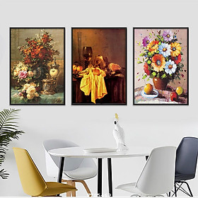 Mua Tranh Bộ 3 Canvas Đẹp - Tranh Bình Hoa Nghệ Thuật Treo Tường Trang Trí