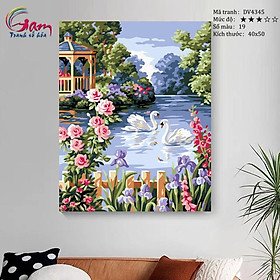 Mua Tranh tô màu theo số Gam đôi thiên nga trắng DV4345