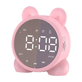 Trẻ em Bluetooth tương thích loa đồng hồ báo thức Giấc ngủ hẹn giờ trẻ em dễ thương trên giường báo thức đồng hồ báo thức LCD Digital Digital Display Wake-Up Color: Pink