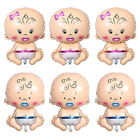 6Pieces Boy Girl Doll Foil Balloons Baby Shower Gender Reveal Christening Party