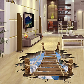 Mua Tranh decal dán tường 3D  giấy dán tường 3D trang trí phòng khách  Cầu gỗ lên trời 