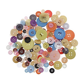 150g Round 2 And 4 Holes Flat Resin Buttons Mixed Color For Shoes Clothing Decor