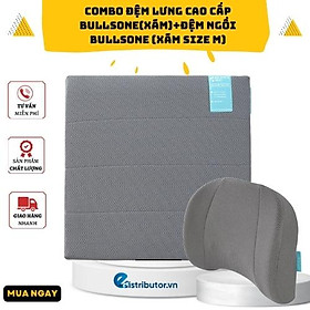 Combo Đệm Lưng Cao Cấp Bullsone(Xám)+Đệm Ngồi Bullsone (Xám size M) 