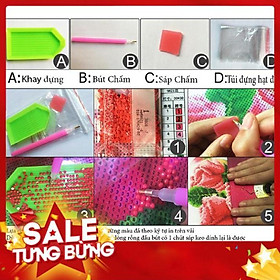 TRANH ĐÍNH ĐÁ ĐỒNG HỒ TÙNG NGHÊNG KHÁCH TRANH CHƯA ĐÍNH DF201