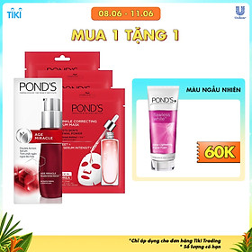 Combo Serum Ngăn Ngừa Lão Hóa Pond's Age Miracle Double Action (30ml) + 3 Mặt Nạ Pond's Ngăn Ngừa Lão Hóa (21ml/Miếng)