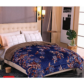 Chăn lông cừu Queen Vạn hoa xanh Nanara Life Nhật Bản - Hàng nhập khẩu