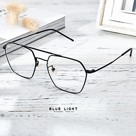 Kính Giả Cận, Gọng Kính Cận Nam Nữ Mắt Vuông Khung Ngang Gọng Đen Không Độ Hàn Quốc - BLUE LIGHT SHOP