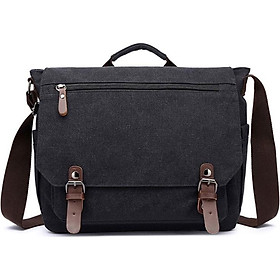 Men's Portable Canvas Briefcase Business Messenger Bag Travel Shoulder Laptop Bag