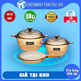 Bộ nồi chảo thủy tinh Visions VS-350 , Xuất xứ từ Pháp , Hàng chính hãng