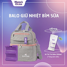 Balo Giữ Nhiệt Bỉm Sữa Mama’s Choice, Giữ Lạnh Sữa Mẹ Lên Đến 14h, Giữ Ấm Thức Ăn Cho Mẹ và Bé, Thiết Kế Thời Trang - Balo + 02 Đá Khô