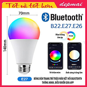 Bóng Đèn Thông Minh bluetooth/ WiFi, Bóng Đèn Có Thể Điều Chỉnh Độ Sáng Màu Bóng Đèn LED Thoải Mái Mắt Làm Việc Với ứng Dụng Cuộc Sống Thông Minh Và Google/Alexa Trợ Lý Giọng Nói 16 triệu màu