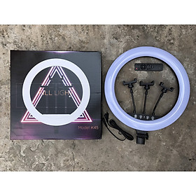 Mua Đèn livestream cảm ứng 45Cm K45  Đèn Led Trợ Sáng  Chiếu Sáng Studio  Makeup  Quay Phim   Chụp Ảnh  Livetream  Selfie  Xăm nghệ thuật - 3 kẹp điện thoại - Chân tripod 2m1- 3 chế độ sáng - Hàng nhập khẩu