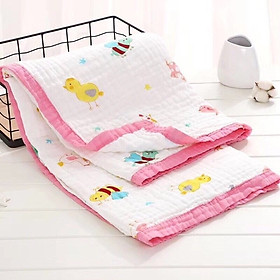 Chăn xô 6 lớp sợi tre 120cm x 120cm cho bé gái - màu ngẫu nhiên