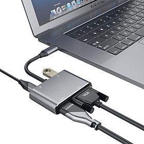 Cáp chuyển USB Type-c ra 4 cổng PD HDMI VGA USB và cổng sạc hỗ trợ chế độ