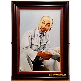 Mua TRANH VẼ SƠN DẦU - BÁC HỒ NGỒI ĐỌC BÁO