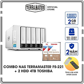 Mua Combo Ổ cứng mạng NAS Terra Master F5-221 + 2 Ổ cứng iHDD Toshiba N300 4TB - Hàng chính hãng