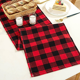 Khăn table runner trải giữa bàn caro giáng sinh