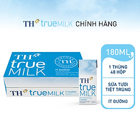 Thùng 48 hộp sữa tươi tiệt trùng ít đường TH True Milk 180ml (180ml x 48)