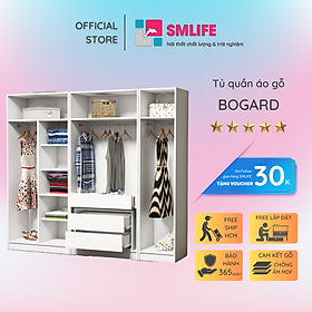 Tủ quần áo gỗ hiện đại SMLIFE Bogard | Gỗ MDF dày 17mm chống ẩm | D200xR45xC180cm