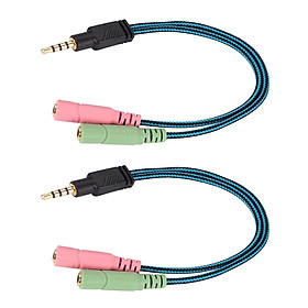 2pcs 3.5mm 4 Pole Stereo Audio Y Splitter 2 Female To 1 Male Adapter Cable
