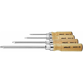 Bộ 4 Cây Tua Vít Ph1,2,3,4 Cán Gỗ Holex 668460 4 - Hàng Chính Hãng 100% từ Đức