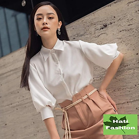 Áo Sơ Mi Lụa Trắng Tay Ngắn Cổ Đức Bigsize Thiết Kế Hati fashion