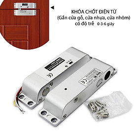 Khóa chốt cửa điện từ gắn cửa gỗ-nhựa-nhôm, loại thường mở 12VDC có độ trễ 0-3-6 giây tùy chọn