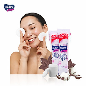 Bông Tẩy Trang Aura cộng miếng 130+ 20 Miếng