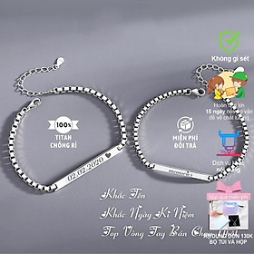 Lắc kèm tên cặp đôi vuông nam nữ Khắc Tên theo yêu cầu thuần Việt có sẵn