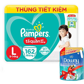 Thùng Tã Quần Pampers Giữ Dáng Megabox + Tặng Nước Xả Vải Downy 2.1L Đại Dương Xanh