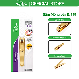 Hình ảnh Bấm Móng Lớn Thép Không Gỉ Mạ Vàng 24K Cao Cấp Kềm Nghĩa B.999 - Đầu Cong