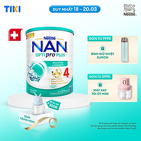 Sữa bột Nestlé NAN OPTIPRO PLUS 4 1500g/lon với 5HMO Giúp tiêu hóa tốt + Tăng cường đề kháng (2 - 6 tuổi) - Tặng Bình nước tuần lộc