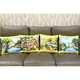 Mua Set 4 Vỏ gối vuông cảnh đồng quê 45-45cm
