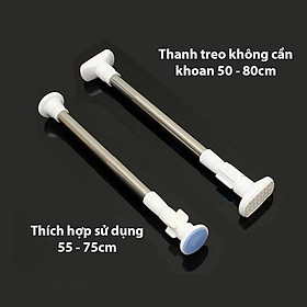 Thanh treo rèm cửa inox không cần khoan tường hay bắt vít, thay đổi vị trí linh hoạt HT04