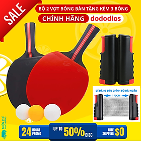 Bộ vợt bóng bàn tặng kèm 3 bóng cao cấp dododios cốt vợt 7 lớp và 9 lớp mặt mút đàn hồi, chất lượng đạt chuẩn + Trụ Kẹp Có Lưới Bóng Bàn Rút Gọn Chất Liệu ABS Cao Cấp Chiều Dài Điều Chỉnh Tới 1,7m Chọn Màu - Hãng dododios