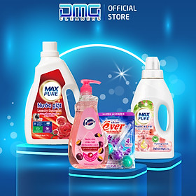 Combo Siêu Sạch: vỉ treo bồn cầu hương lavender + 1 Chai nước rửa chén chanh dây + 1 Chai nước giặt hoa hồng 3L + 1 Chai nước xả Coco 2L