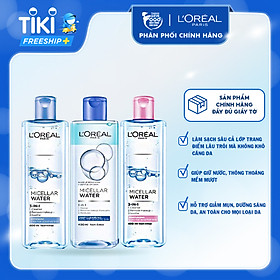 Nước tẩy trang làm sạch, dưỡng ẩm cho mọi loại da L'Oreal 3-in-1 Micellar Water 400ml