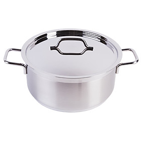 Soong Nồi Inox 304 Cao Cấp Đáy từ 3 Lớp Thân Cao 2 Lớp Nắp Inox 20x8cm 2.5 Lít Berndorf Sandrik - Stainless Steel Casserole with Lid