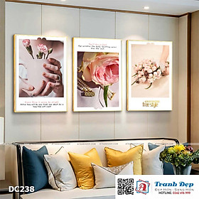 Bộ 3 tranh canvas treo tường Decor Tranh quotes Sắc hoa ngọt ngào - DC238